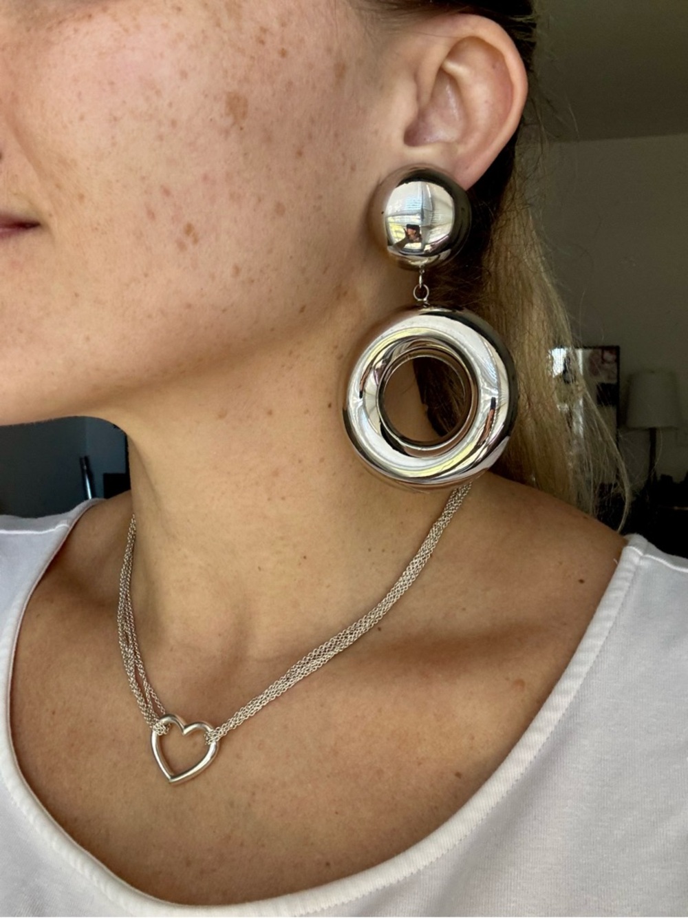 Chunky Silver Hoop Drop Earrings - Modern Statement Jewelry
